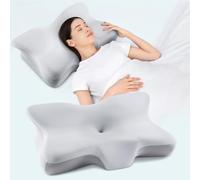 Silkena Cuscino Cervicale per Dormire,Cuscino Memory Foam,Cuscino Traspirante,Adatto a Chi Dorme sul Fianco,Sulla Schiena o Sullo Stomaco,Federa Rimovibile (Grigio Chiaro)