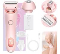 SilkGlide Pro, rasoio elettrico Livora, rifinitore per capelli 2 in 1 da donna IPX7 impermeabile per uso bagnato e asciutto (Rosa)