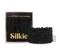 SILKIE Set di 6 elastici per capelli in 100% pura seta di gelso, colore nero scuro, colore nero scuro e neutro, con custodia da viaggio, elastici per la cura dei capelli, elastici per coda di cavallo,