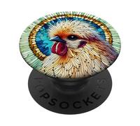 Silkie Gallina in vetro colorato floreale Silkie Chicken PopSockets PopGrip Intercambiabile