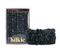 SILKIE Set di 4 elastici per capelli in 100% pura seta di gelso, colore verde, con custodia da viaggio, elastici per la cura dei capelli, per coda di cavallo, nessun danno (smeraldo)