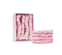 Silkie - Set di 4 scrunchie in 100% pura seta di gelso, colore: rosa sorbetto, piccole dimensioni, con sacchetto da viaggio, elastici per uso quotidiano, per la cura dei capelli, elastico per coda di