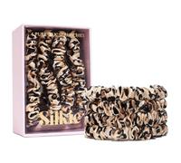 SILKIE - Set di 4 scrunchie in 100% pura seta di gelso, stampa leopardo, piccole dimensioni, con sacchetto da viaggio, elastici per uso quotidiano, per la cura dei capelli, elastico per coda di