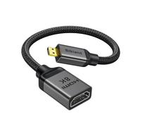 Silkland Adattatore Micro HDMI 8K a HDMI, 8K@60Hz, 40Gbps, nylon intrecciato, compatibile con Raspberry Pi 5/4, Hero Black, fotocamera, computer portatile