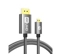 Silkland Micro HDMI Cable 2M - 4K@60Hz with Ethernet, 3D, HDR and ARC - Compatible with GoPro Hero 9/8/7/6/5, Raspberry Pi 5/4, Sony Camera A6300 A6400