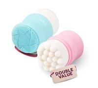 SILKLE Scrubber viso in silicone, versatile e essenziale per la pulizia delicata del viso, esfoliazione e scrub - spazzola esfoliante per il viso e la pulizia della pelle - Confezione da 2 - rosa e