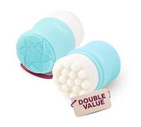 SILKLE Scrubber viso in silicone, versatile e essenziale per la pulizia delicata del viso, esfoliazione e scrub - spazzola esfoliante per il viso e la pulizia della pelle - Confezione da 2 - blu