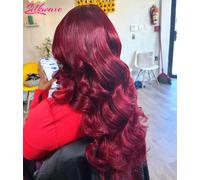 Silkwave 13x6 HD Parrucca Frontale Del Merletto 99J Rosso Borgogna Colorato Parrucche Dei Capelli Umani Onda Del Corpo Parrucche Dei Capelli Umani Parrucca Anteriore Del Merletto Trasparente