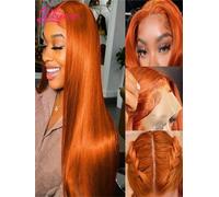 Silkwave 30 pollici arancione zenzero parrucche anteriori in pizzo capelli umani per le donne dritto 13x4 13x6 parrucca frontale in pizzo 350 colorato pre pizzicato