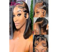 Silkwave Bob Parrucca per capelli umani 13X4 Parrucca anteriore in pizzo Parrucca frontale corta diritta Bob 4x4 Parrucche pre pizzicate in pizzo trasparente per le donne