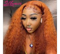 Silkwave Ginger Orange Water Wave 13x6 13x4 Parrucca anteriore in pizzo trasparente Onda profonda Capelli umani per donna # 350 parrucche ricci colorate