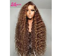 Silkwave Marrone 427 Evidenziare 30 Pollici Miele Ricci Anteriore Del Merletto Parrucche Dei Capelli Umani 13x6 13x4 Ombre Onda Profonda Parrucche Frontali Del Merletto Per Le Donne