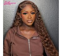 Silkwave Marrone Cioccolato 13x6 HD Parrucca Anteriore Del Merletto Onda Profonda Parrucca Frontale PrePlucked Parrucche di Capelli Umani Ricci Marrone Colorati Per Le Donne