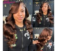 Silkwave Parrucca anteriore in pizzo marrone cioccolato con onda del corpo Parrucca frontale in pizzo trasparente HD 13x6 per capelli umani 100% # 4 parrucche colorate per le donne