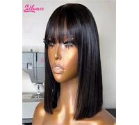 Silkwave Short Bob 3x1 Parrucche del cuoio capelluto del merletto con la frangia Parrucche con frangia corta diritta di densità del 180% per le donne nere Parrucche brasiliane di Remy