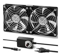Silkwish 2 ventole per case da 120 mm, 12 V, con protezione griglia in metallo, CA 220 V-240 V, controllo della velocità regolabile, ventola di raffreddamento senza spazzole per computer/server/cabina