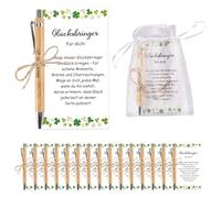 Silkwish Set di 15 matite portafortuna con penna a sfera in legno, biglietti, sacchetti di organza e corda di canapa, piccoli regali di ringraziamento per colleghi, uomini, donne, compleanni, addio e