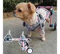 Silla de ruedas para perros de aluminio rosa, cochecito para mascotas, silla de ruedas ajustable para mascotas, cochecito para extremidades traseras de rehabilitación paralizada ( Xs (widen))