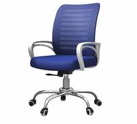 Silla ergonómica para oficina en casa con respaldo de malla, ruedas, soporte lumbar y cómodos reposabrazos, adecuada para uso doméstico, en dormitorios(Blue,White Frame)