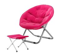 Silla Tipo Platillo Taburete Plegable Con Reposapiés Silla Circular Juegos En Dormitorio Asiento Plegable Y Cómodo Para Espacios Pequeños Silla Plegable Redonda Con Forma De Luna Y Hongo-Rose red