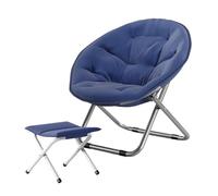 Silla Tipo Platillo Taburete Plegable Con Reposapiés Silla Circular Juegos En Dormitorio Asiento Plegable Y Cómodo Para Espacios Pequeños Silla Plegable Redonda Con Forma De Luna Y Hongo-Navy blue