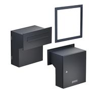 Sillar Cassetta Postale Passante a Muro Antracite | Cassetta Postale da Incasso in Acciaio Zincata con Cornice di Copertura | Sportello doppio | 33 x 35 x 19-26 cm | Serratura e 4 chiavi