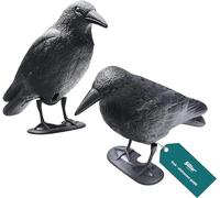 Sillar Corvo Nero in Plastica 2 Pezzi, Spaventa Piccioni, Repellente per Uccelli, Corvo Nero Che Sede | Decorazione del Balcone e Ornamento Repellente per Piccionii | Repellente Naturale