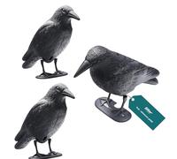Sillar Corvo Nero in Plastica 3 Pezzi, Spaventa Piccioni, Repellente per Uccelli, Corvo Nero Che Sede | Decorazione del Balcone e Ornamento Repellente per Piccionii | Repellente Naturale