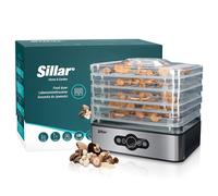 Sillar Essiccatore frutta e verdura, 5 vassoi, Disidratatore per Alimenti, Essiccatore Alimentare, Temperatura regolabile (35°-70°C), Timer di 99 ore, 240W