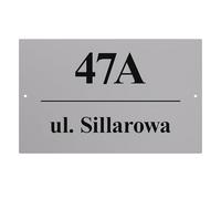 Sillar Targhetta per Numero Civico con Nome Della via Argentato| Targhetta per Porta con Incisione Personalizzata - Nome della via, Nome e Numero | Resistente ai Raggi UV | Dimensioni: 20 cm x 32 cm