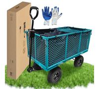 Sillar Tectake Carrello Spiaggia Giardino 4 Ruote - Carrello Pieghevole Portatutto 350 kg in Rete d’Acciaio, Paratie Apribili, Wagon Campeggio Portalegna
