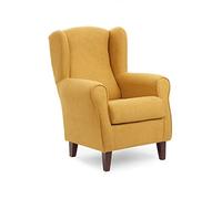 Sillonea - Poltrona Paraorecchie Roma, poltrona piccola per soggiorno, poltrona di lettura individuale, ideale per guardare la TV/Leggere Dimensioni: 100 x 74 x 77 cm. Rivestimento in tessuto antimacchia, noce)
