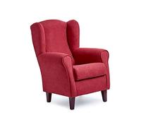 Sillonea - Poltrona Paraorecchie Roma, poltrona piccola per soggiorno, poltrona di lettura individuale, ideale per guardare la TV/Leggere Dimensioni: 100 x 74 x 77 cm. Rivestimento in tessuto antimacchia, (granato, noce)