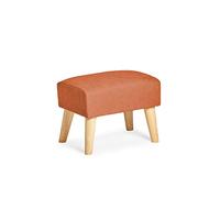 Sillonea - Pouf nordico moderno con gambe in legno di colore naturale. Poggiapiedi in stile nordico per accompagnare la poltrona. 48 x 33 x 36 cm in tessuto antimacchia in arancione