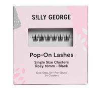 Silly George Ciglia finte finte fai da te, 1 passaggio, pre-incollate, extension dall'aspetto naturale, confezione da 24 ciuffetti singoli, colore nero, rosa, 10 mm