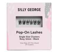 Silly George Ciglia finte finte fai da te, confezione da 24 ciuffetti singoli, colore nero, rosa, 12 mm, taglia unica