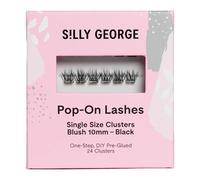 Silly George Ciglia finte finte fai da te, confezione da 24 ciuffetti singoli, colore nero, rosa cipria, 10 mm