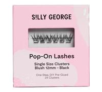 Silly George Ciglia finte finte fai da te, confezione da 24 ciuffetti singoli, colore nero, rosa cipria, 12 mm