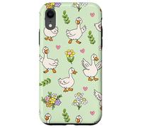 Silly Goose Funny Animal Lover Floral Cottagecore Theme Custodia per iPhone XR
