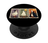 Silly Goose Halloween Duck Francobolli strega fantasma mantello PopSockets PopGrip Adesivo