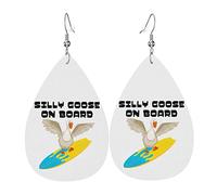 Silly Goose On Board Orecchini in pelle per le donne Ciondola l'orecchino con il ciondolo a goccia con i regali del gancio per la ragazza adulta