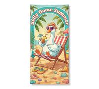 Silly Goose - Striscione estivo per porta d'ingresso, divertente tema spiaggia tropicale, decorazione per porta d'ingresso, per interni ed esterni, forniture per feste estive 91 x 182 cm