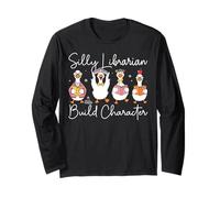 Silly Librarian Builds Character Classroom Humor Quote Maglia a Manica