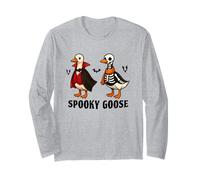 Silly Spooky Goose Halloween Funny Goose Skeleton Vampire Maglia a Manica