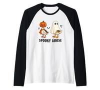 Silly Spooky Goose Halloween Funny Silly Goose Pumpkin Ghost Maglia con Maniche Raglan