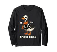 Silly Spooky Goose Halloween Funny Silly Goose Skeleton Fall Maglia a Manica