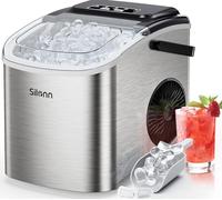 Silonn Macchina per cubetti di ghiaccio, piccola macchina per cubetti di ghiaccio con maniglia, 9 cubetti di ghiaccio in soli 6 min., 12 kg di ghiaccio in 24 ore, autopulente compatto con 2 dimensioni