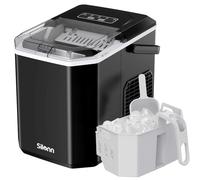 Silonn Macchina per il ghiaccio portatile, macchina per il ghiaccio autopulente con maniglia per il trasporto, include cestino e paletta, produce 9 cubetti di ghiaccio in 6 minuti, capacità