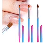 SILPECWEE - Set di 3 pennelli rotondi e angolati, per pulire gli errori di smalto sulle cuticole, resistenti all'acetone, per la pulizia delle unghie, per nail art