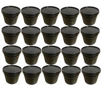 SILPLAST Secchio da 20 x 5 litri con coperchio, nero, in plastica per alimenti, chimica, farina, impilabile, in plastica, contenitore per latte, miele, contenitore per acqua
